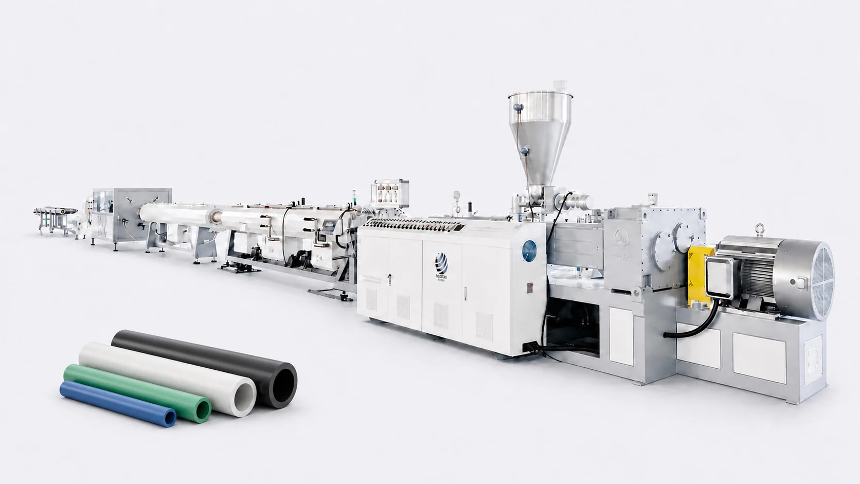 Plastic pipe extrusion line