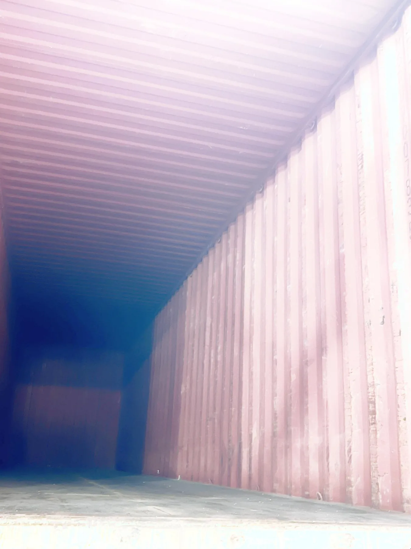 Inside the empty shipping container before equipment loading