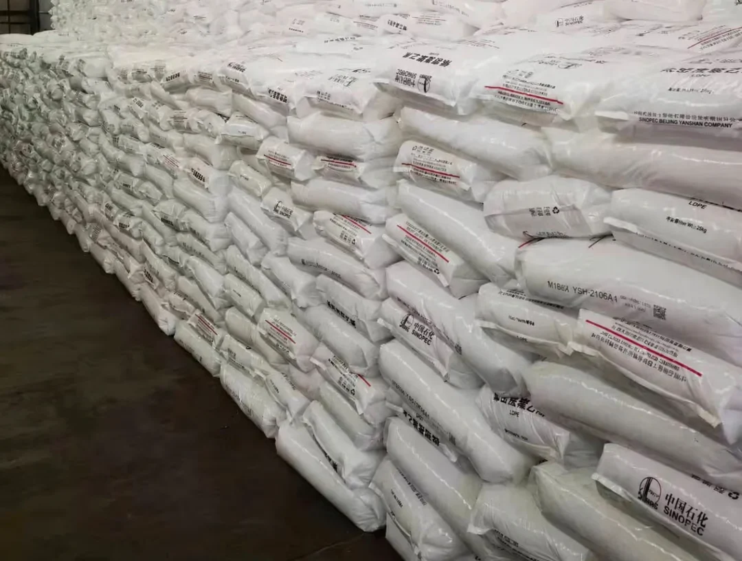 Bags of PE compounded resin stored for pipe production