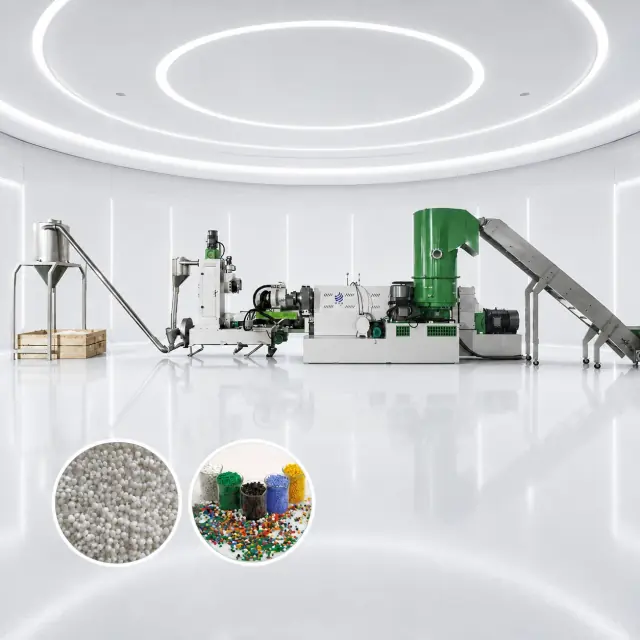 Plastic granulating and pelletizing production line