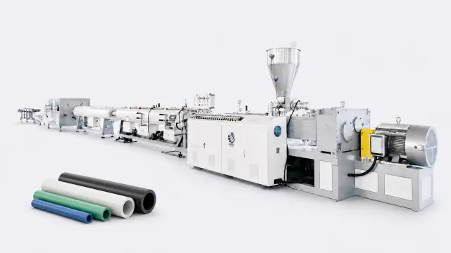 Plastic pipe extrusion line